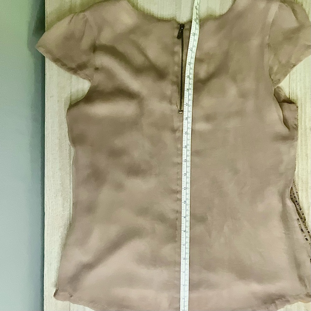 Bdb David Bitton Serissa Tan Flutter Sleeve Top W… - image 5